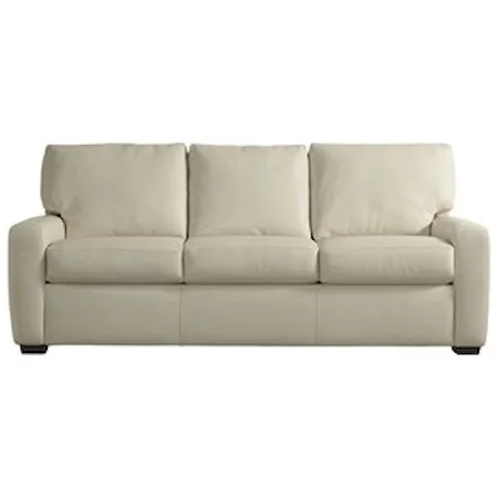 Contemporary Leather Sofa with Wood Feet